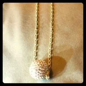 16" 925 14k clad, cz pave ball, necklace